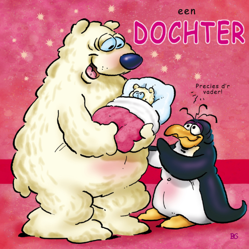 Felicitatiekaart pinguins geboorte dochter 2 ijsbeer - Felicitatiekaarten Felicitatiekaarten - Felicitatiekaart pinguins geboorte dochter 2 ijsbeer