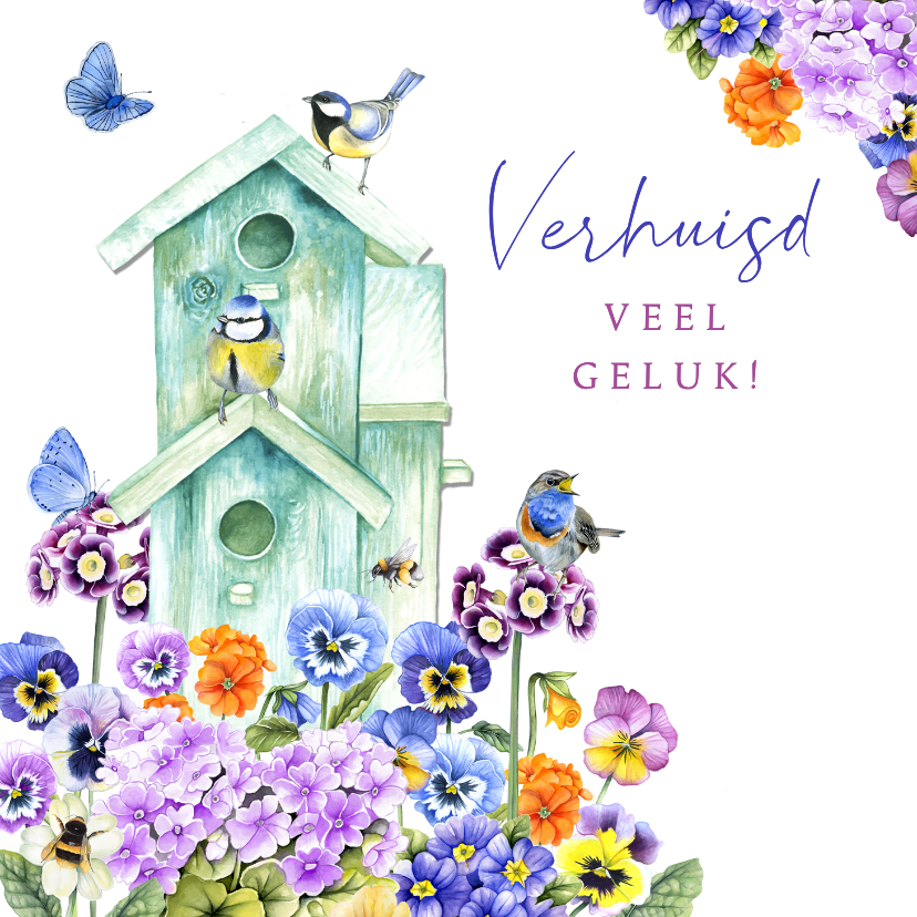 Felicitatiekaarten - Felicitatiekaart verhuizen vogelhuisje