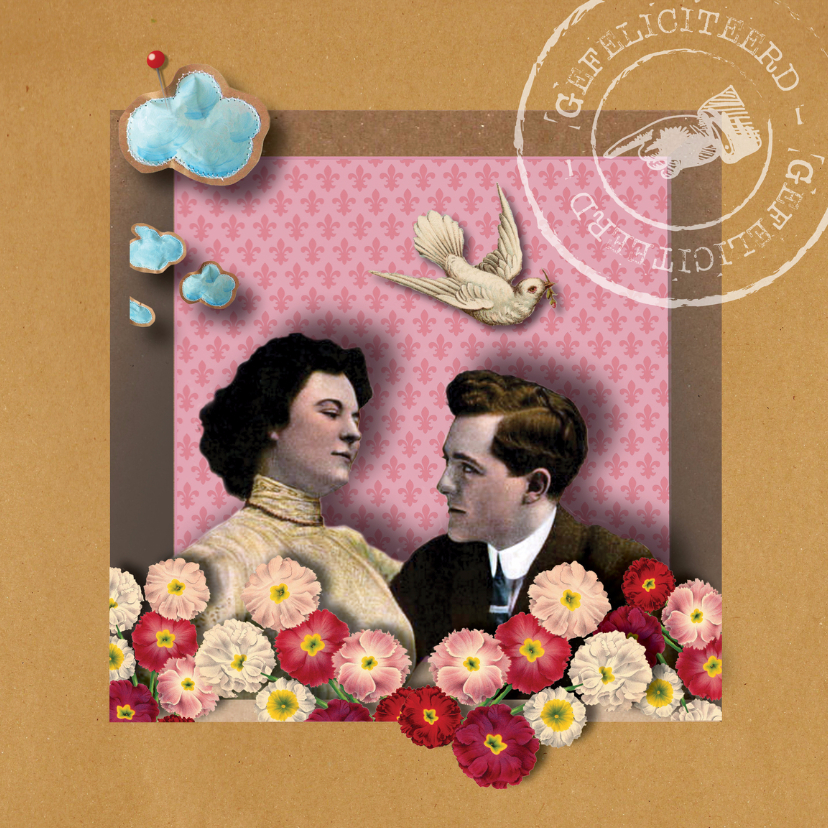 Felicitatiekaart Vintage Love - Felicitatiekaarten Felicitatiekaarten - Felicitatiekaart Vintage Love