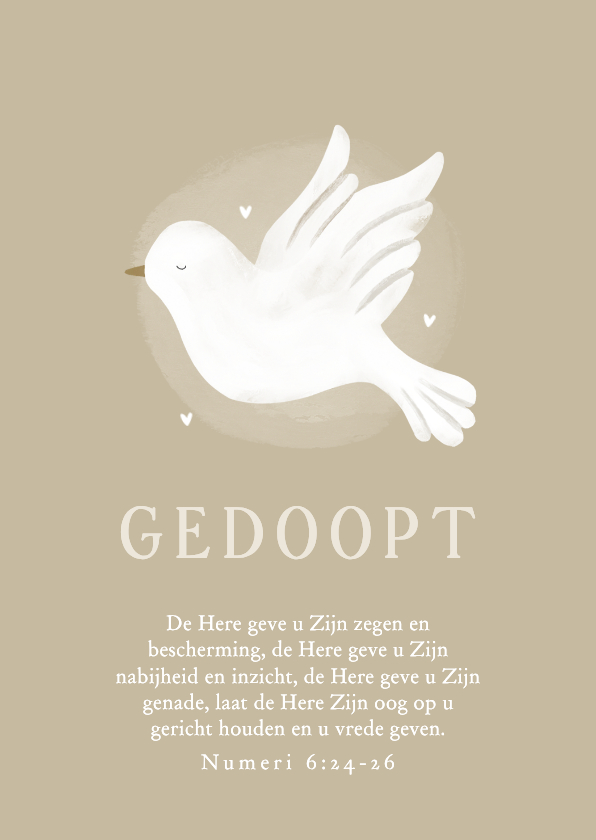 Felicitatiekaarten - Felicitatiekaart volwassen doop duif bijbeltekst