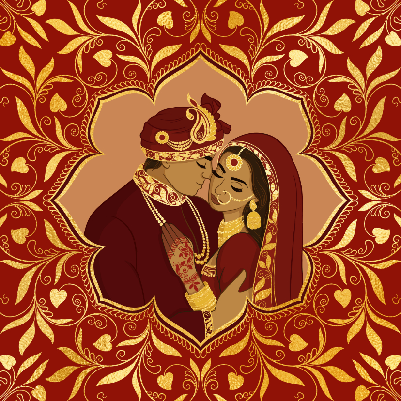 Felicitatiekaart voor een Indiaas Hindoestaans huwelijk - Felicitatiekaarten Felicitatiekaarten - Felicitatiekaart voor een Indiaas Hindoestaans huwelijk