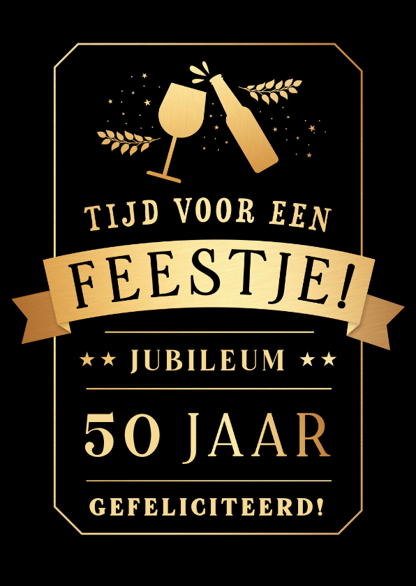 Felicitatiekaarten - Felicitatiekaart voor een jubileum - met bier en wijn 