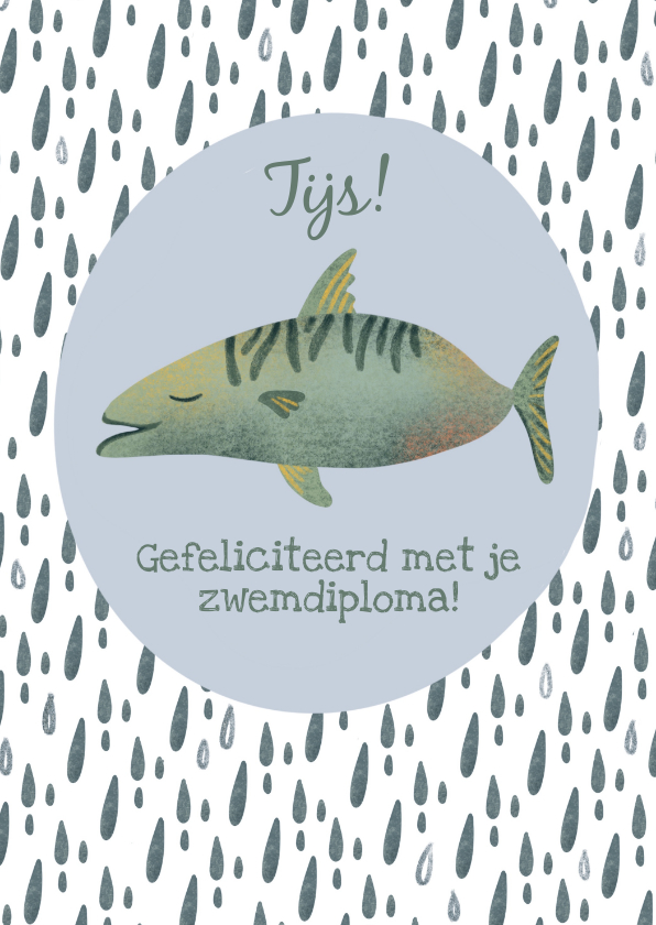 Felicitatiekaarten - Felicitatiekaart voor het zwemdiploma met een vis