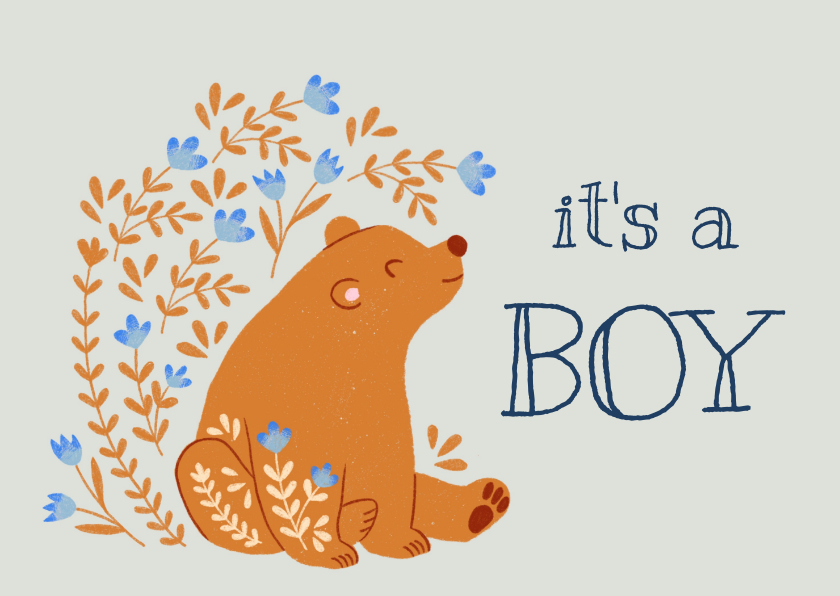 Felicitatiekaarten - Felicitatiekaart voor jongen met beer