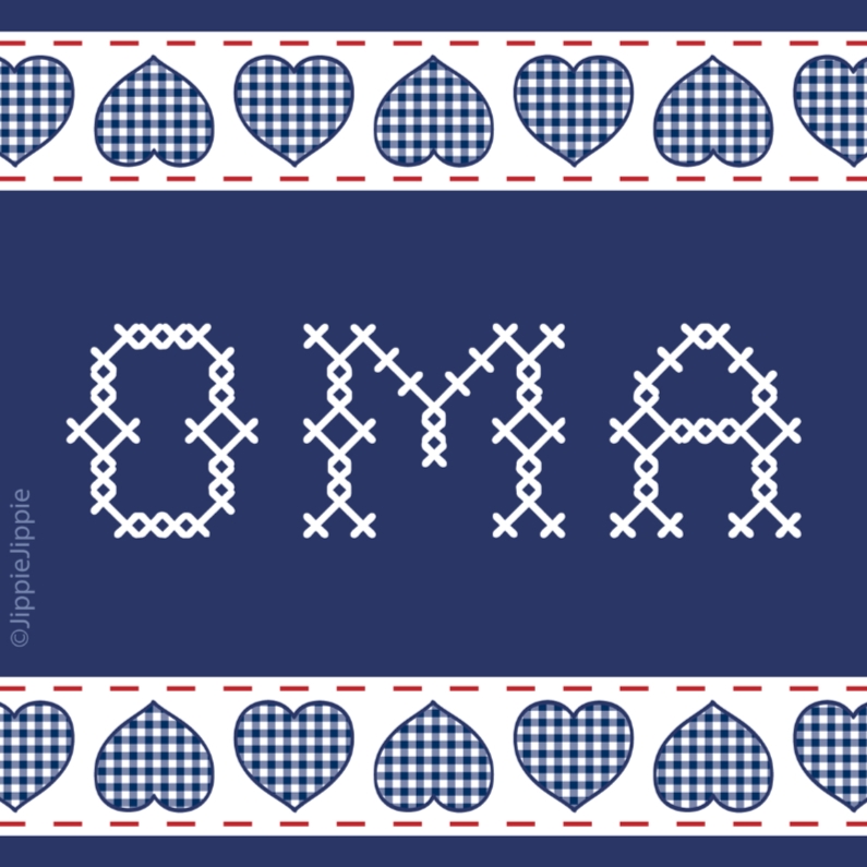 Felicitatiekaart voor oma geborduurd - Felicitatiekaarten Felicitatiekaarten - Felicitatiekaart voor oma geborduurd