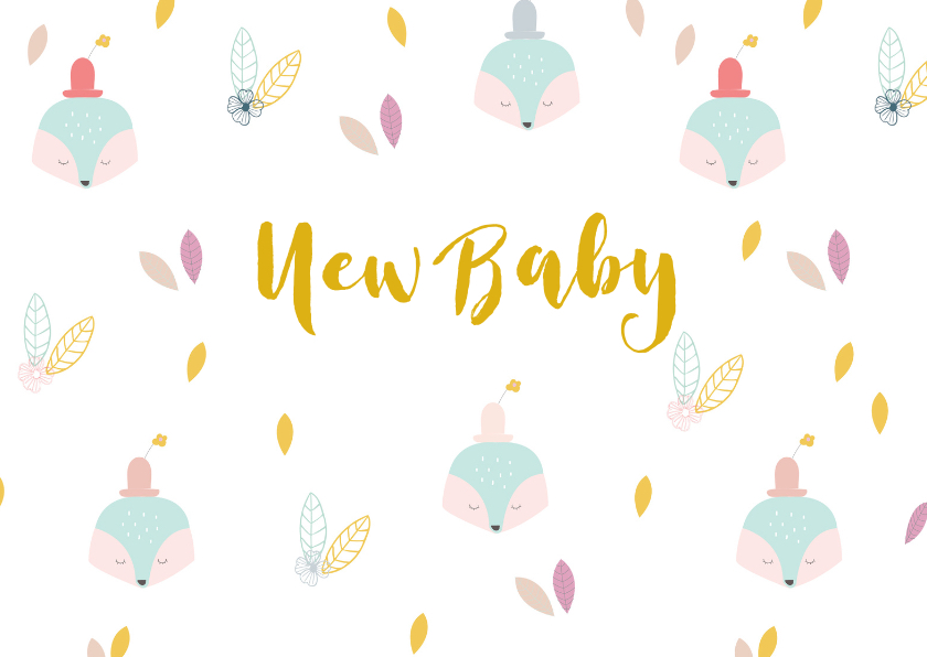 Felicitatiekaart vosjes met een hoedje New Baby - Felicitatiekaarten Felicitatiekaarten - Felicitatiekaart vosjes met een hoedje New Baby