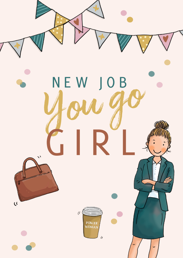 Felicitatiekaarten - Felicitatiekaart vrouw nieuwe baan