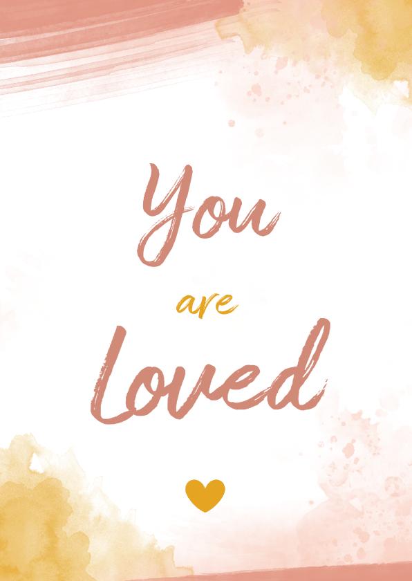 Felicitatiekaart You are loved geboorte meisje waterverf - Felicitatiekaarten Felicitatiekaarten - Felicitatiekaart You are loved geboorte meisje waterverf