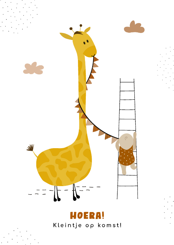 Felicitatiekaarten - Felicitatiekaart zwangerschap met giraffe en vlaggetjes