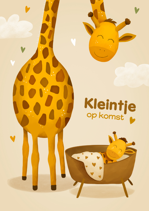 Felicitatiekaart zwangerschap met lieve baby giraffe - Felicitatiekaarten Felicitatiekaarten - Felicitatiekaart zwangerschap met lieve baby giraffe