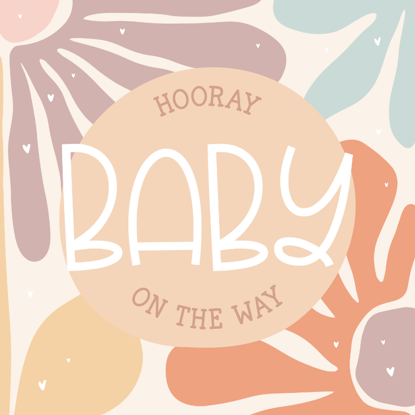 Felicitatiekaarten - Felicitatiekaartje 'Baby on the way' met abstracte bloemen