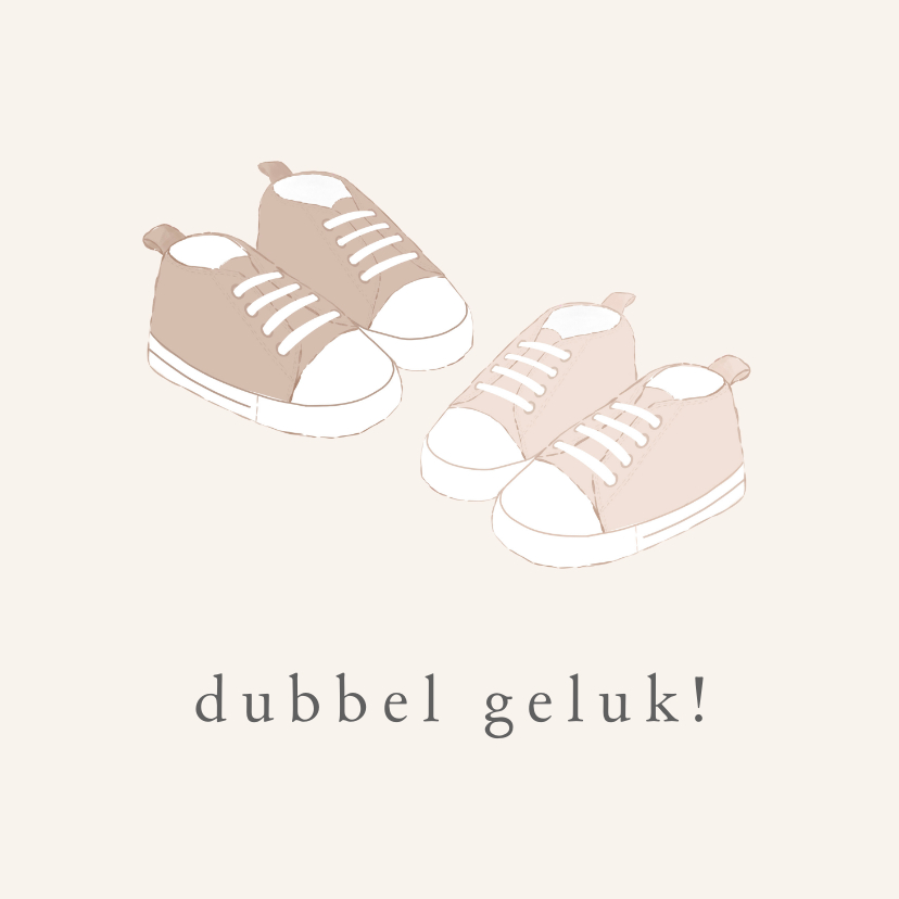 Felicitatiekaarten - Felicitatiekaartje dubbel geluk twee paar babyschoentjes