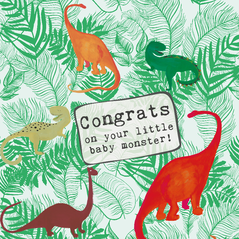 Felicitatiekaartje geboorte Dino - Felicitatiekaarten Felicitatiekaarten - Felicitatiekaartje geboorte Dino