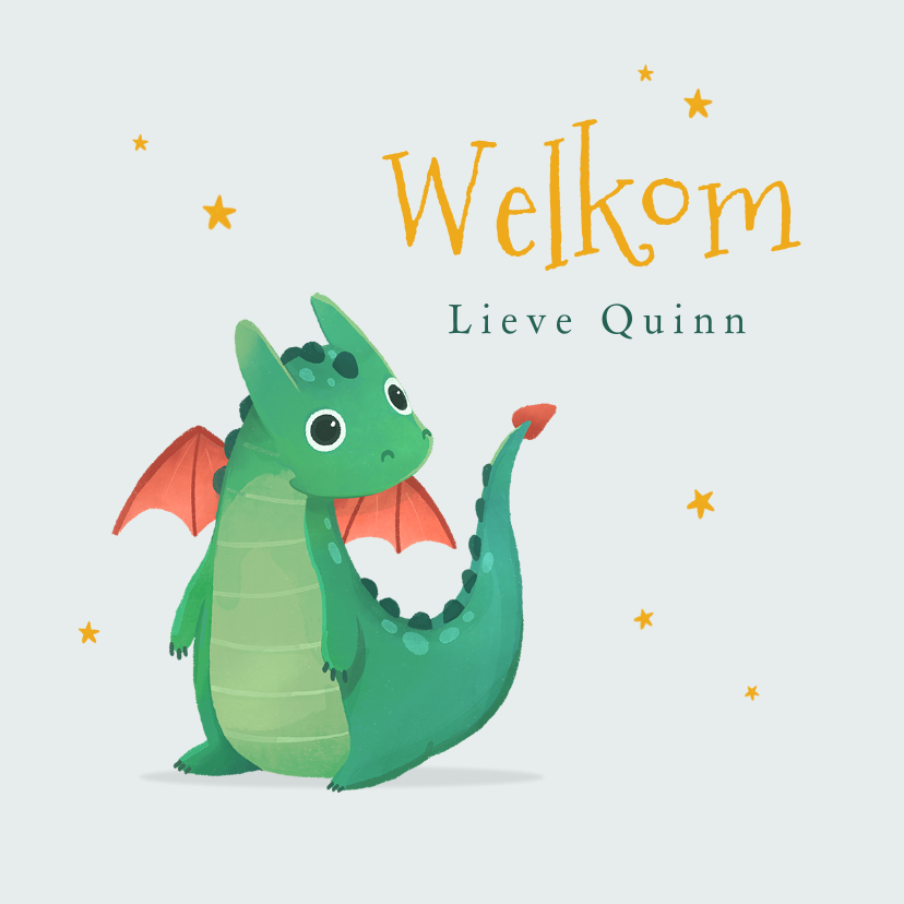 Felicitatiekaartje geboorte draakje sterren baby jongen - Felicitatiekaarten Felicitatiekaarten - Felicitatiekaartje geboorte draakje sterren baby jongen