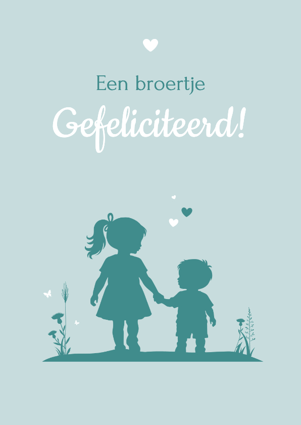 Felicitatiekaarten - Felicitatiekaartje geboorte jongen met grote zus