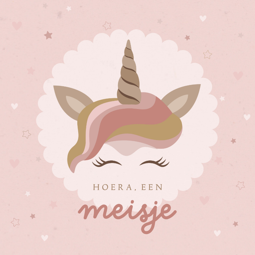 Felicitatiekaarten - Felicitatiekaartje geboorte meisje unicorn