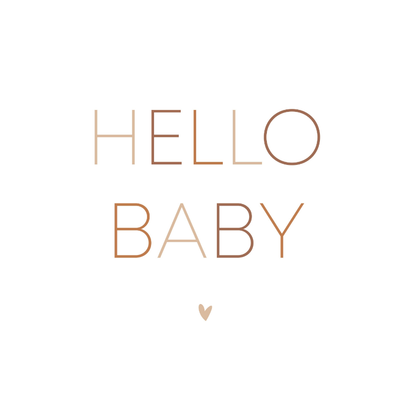 Felicitatiekaarten - Felicitatiekaartje hello baby met hartje minimalistisch