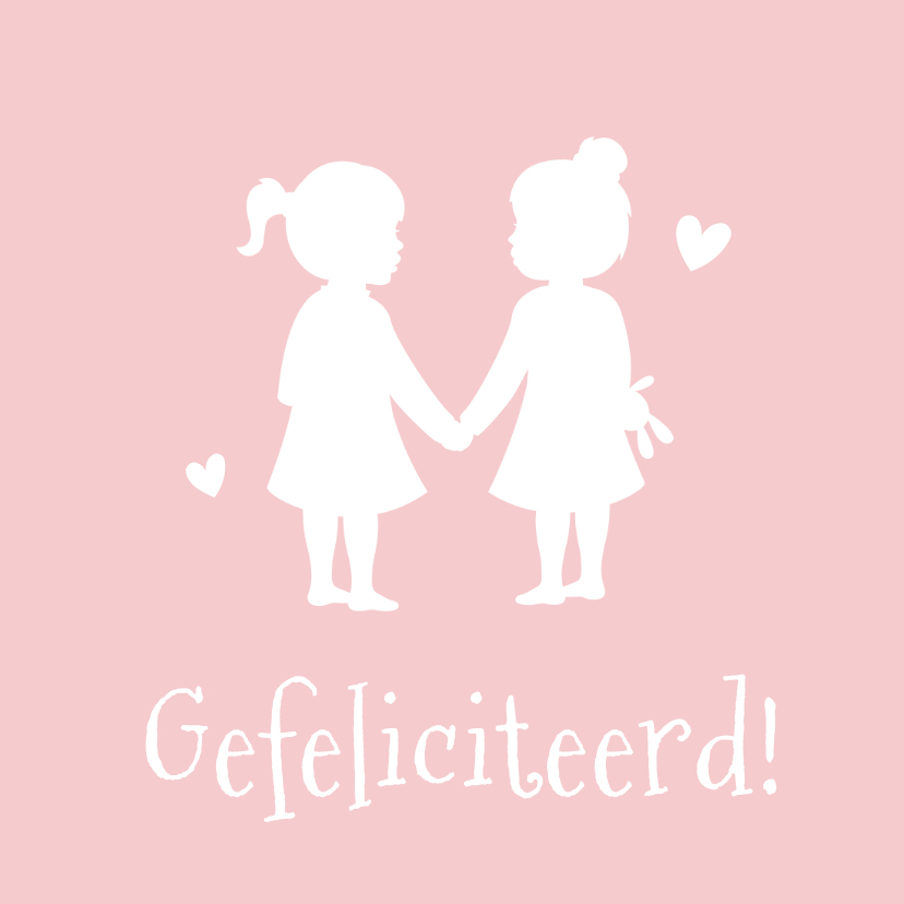 Felicitatiekaarten - Felicitatiekaartje meisjestweeling silhouet