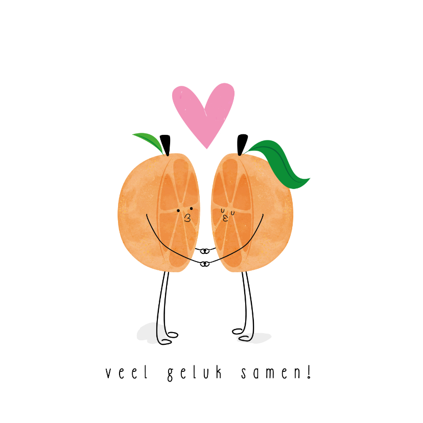 Felicitatiekaarten - Felicitatiekaartje sinaasappel veel geluk samen lief 