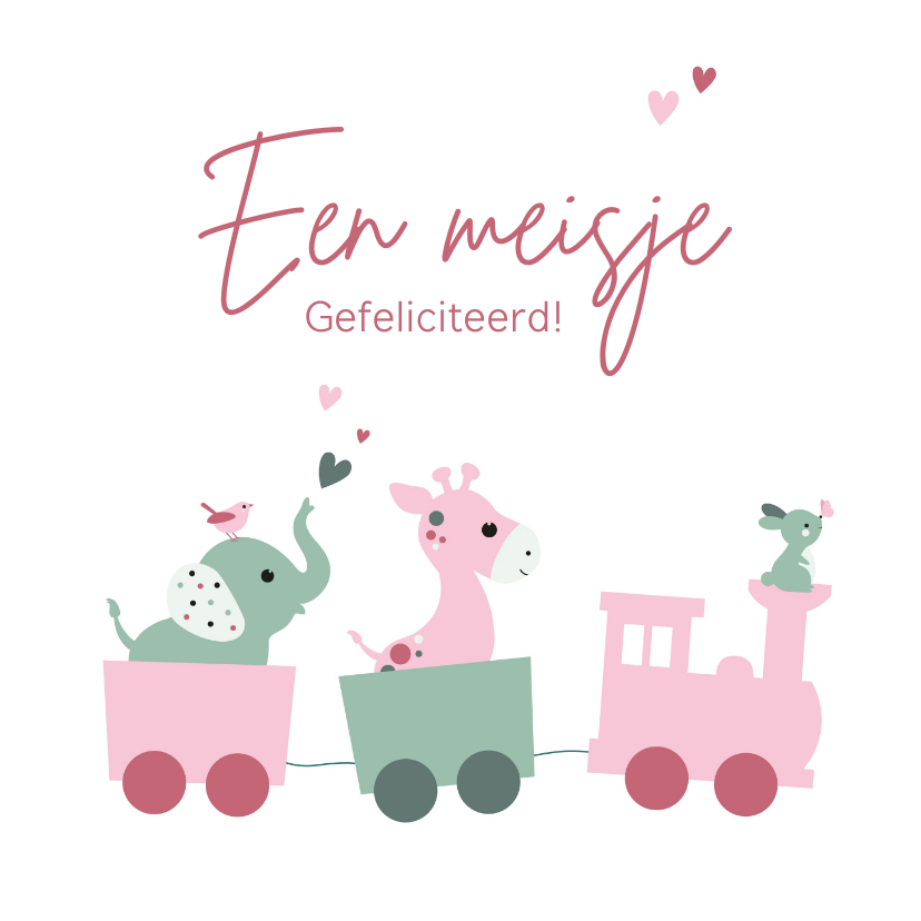 Felicitatiekaarten - Felicitatiekaartje treintje met dieren