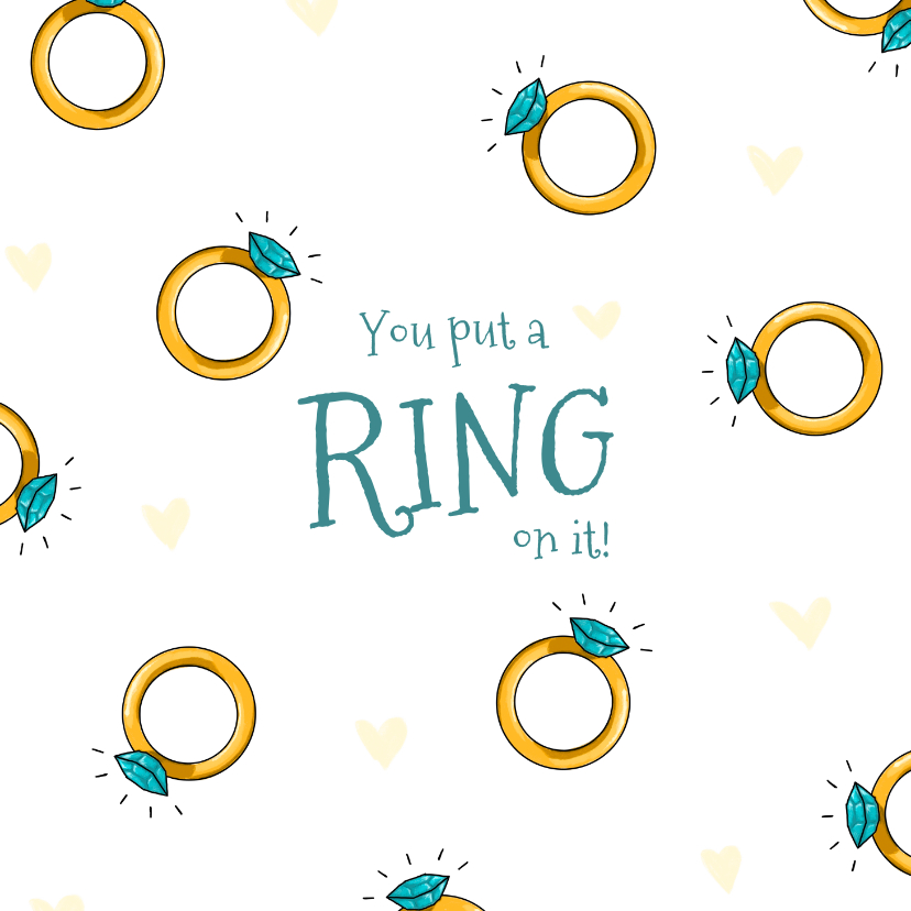 Felicitatiekaarten - Felicitatiekaartje voor een verloving of huwelijk met ringen