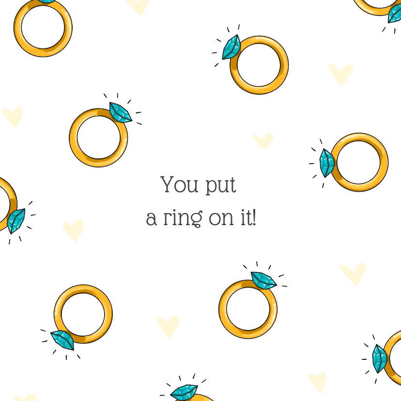 Felicitatiekaarten - Felicitatiekaartje voor een verloving of huwelijk met ringen