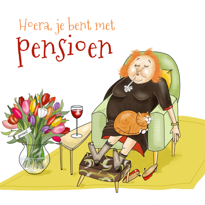 Felicitatiekaarten - Felicitatiekaartje vrouw is eindelijk met pensioen