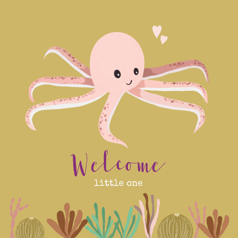 Felicitatiekaarten - Felicitiatiekaart octopus roze