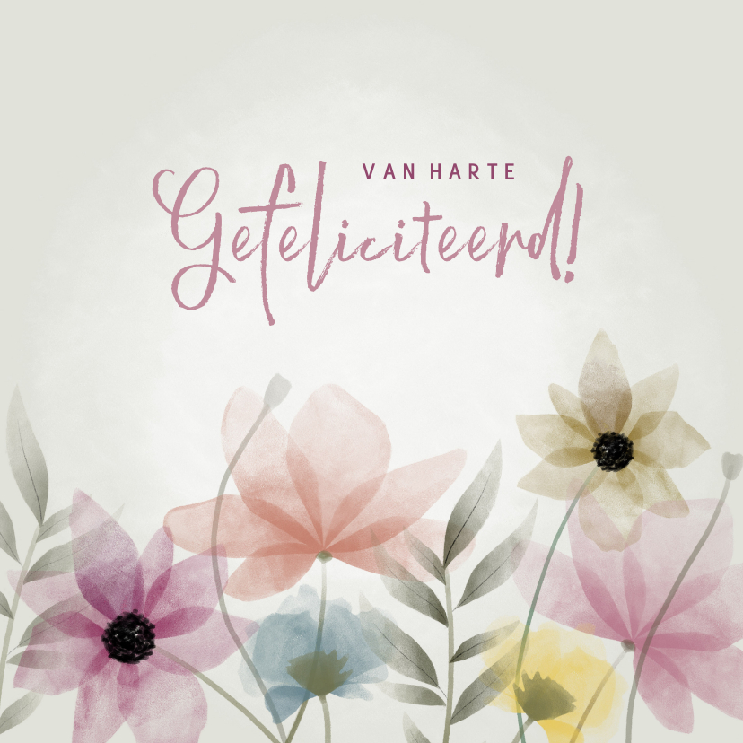 Felicitatiekaarten - Fleurige felicitatiekaart met bloemen