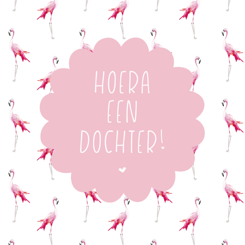 geboorte dochter flamingo roze - Felicitatiekaarten Felicitatiekaarten - geboorte dochter flamingo roze