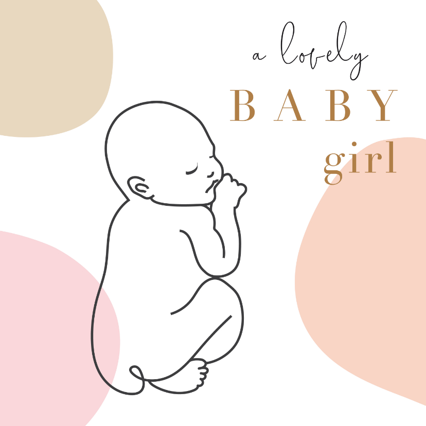 Felicitatiekaarten - Geboorte felicitatie kaart met lijntekening van baby