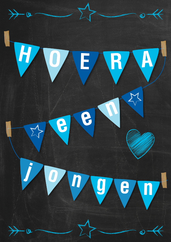 Geboorte jongen schoolbord-ByF - Felicitatiekaarten Felicitatiekaarten - Geboorte jongen schoolbord-ByF