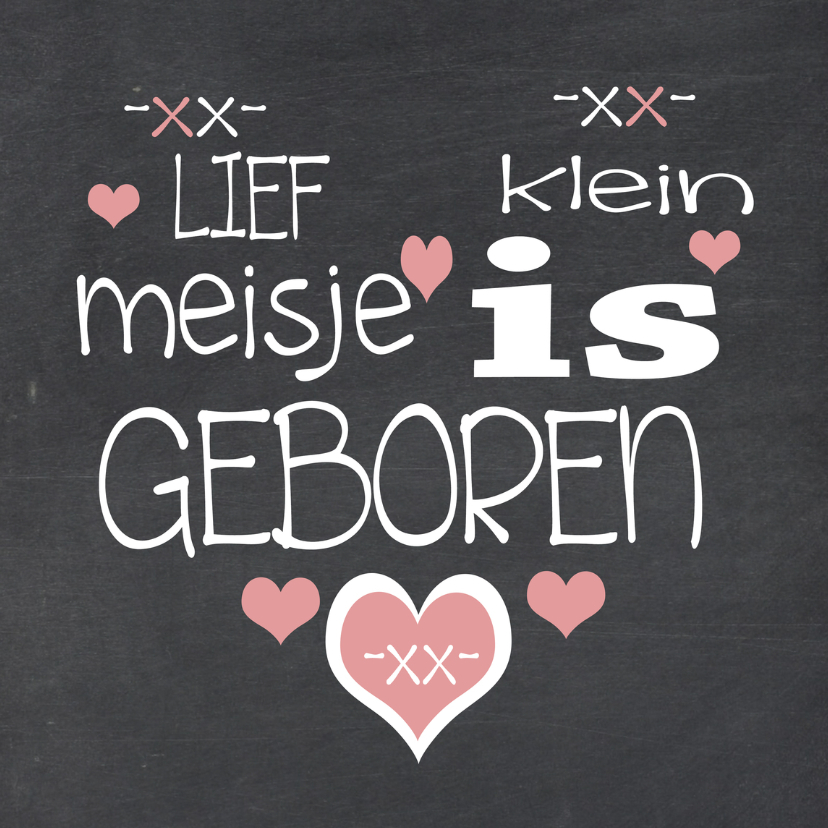 Geboorte krijtbord meisje - Felicitatiekaarten Felicitatiekaarten - Geboorte krijtbord meisje