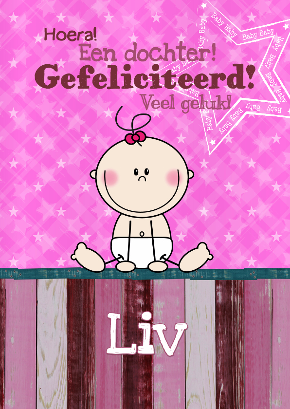 Geboorte meisje lief illustratie - Felicitatiekaarten Felicitatiekaarten - Geboorte meisje lief illustratie
