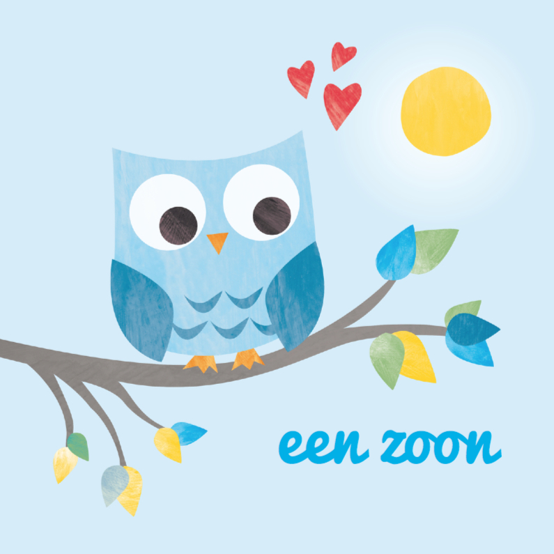 Verwonderend Geboorte zoon- blauw uiltje | Kaartje2go RF-97