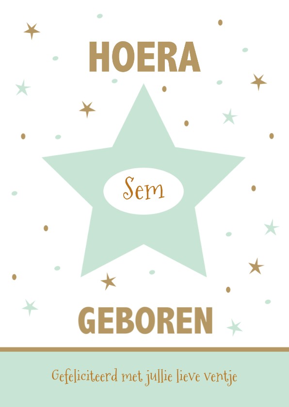 Geboortekaartje sterren met eigen naam - Felicitatiekaarten Felicitatiekaarten - Geboortekaartje sterren met eigen naam