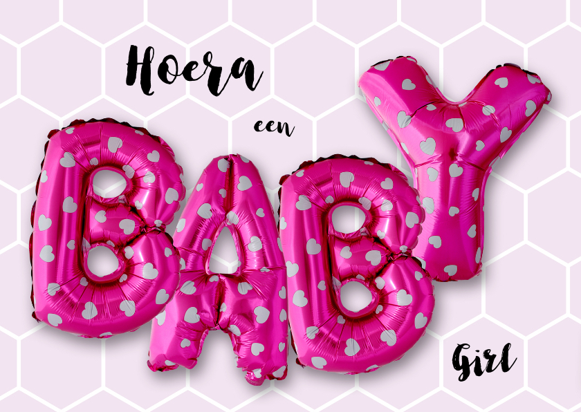 Gefeliciteerd baby ballonnen roze - Felicitatiekaarten Felicitatiekaarten - Gefeliciteerd baby ballonnen roze