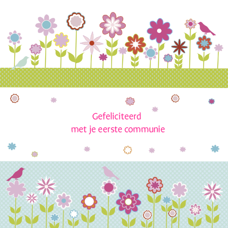 gefeliciteerd communie bloemen strak - Felicitatiekaarten Felicitatiekaarten - gefeliciteerd communie bloemen strak
