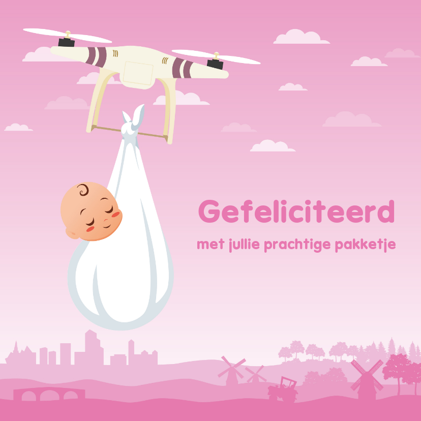 Gefeliciteerd met jullie prachtige roze pakketje - Felicitatiekaarten Felicitatiekaarten - Gefeliciteerd met jullie prachtige roze pakketje