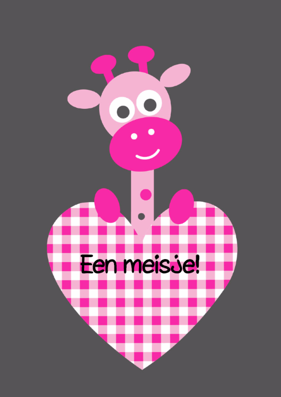 Giraf met roze hart - Felicitatiekaarten Felicitatiekaarten - Giraf met roze hart