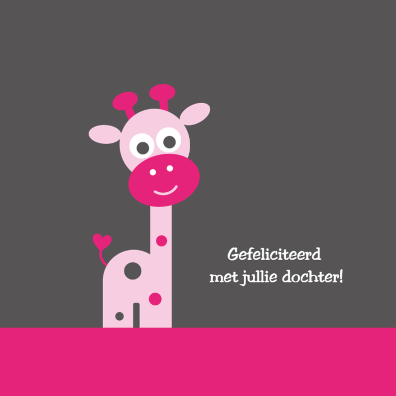 Giraf roze - Felicitatiekaarten Felicitatiekaarten - Giraf roze