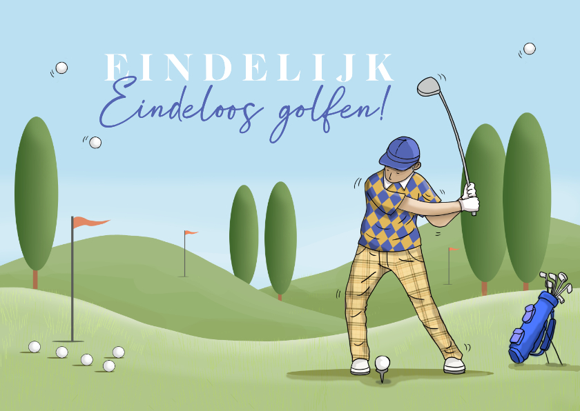 Golfen vrije tijd man - Felicitatiekaarten Felicitatiekaarten - Golfen vrije tijd man