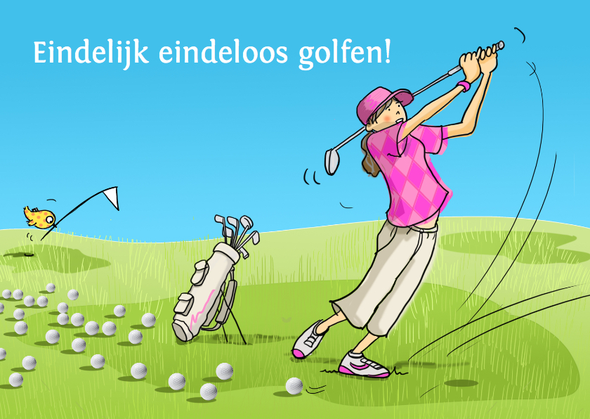 Felicitatiekaarten - Golfen vrouw av