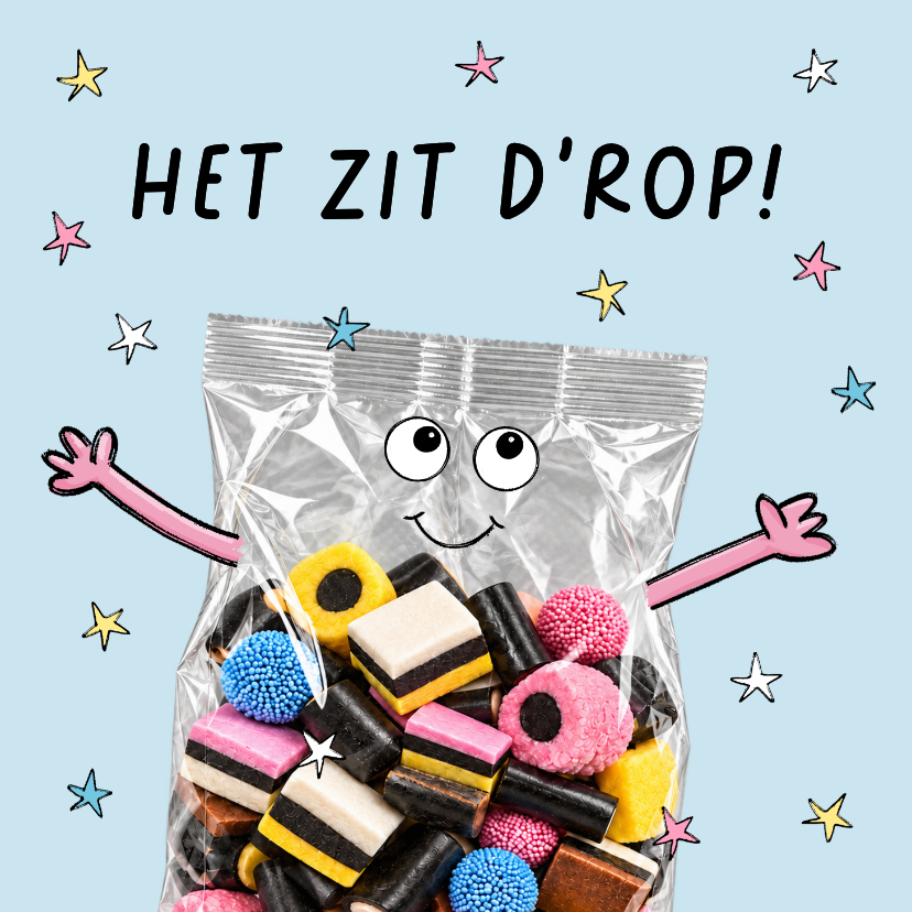 Grappige pensioenskaart met Engelse drop - Felicitatiekaarten Felicitatiekaarten - Grappige pensioenskaart met Engelse drop