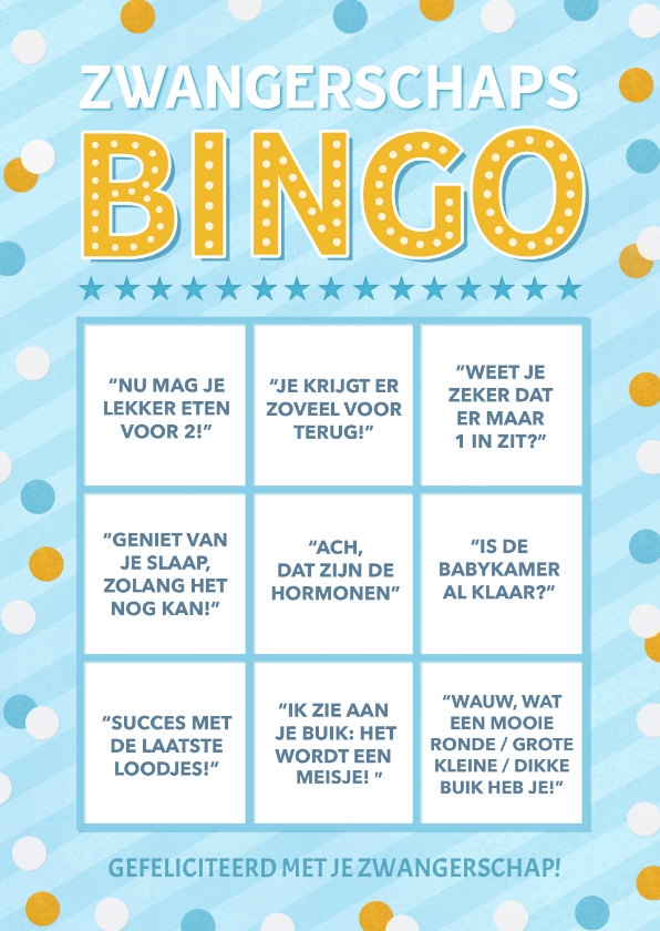 Felicitatiekaarten - Grappige zwangerschaps felicitatiekaart - bullshit bingo