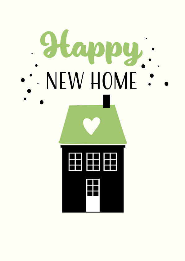 Happy New Home kaart met hartje voor veel geluk - Felicitatiekaarten Felicitatiekaarten - Happy New Home kaart met hartje voor veel geluk