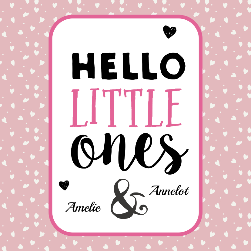 Felicitatiekaarten - Hello little ones roze