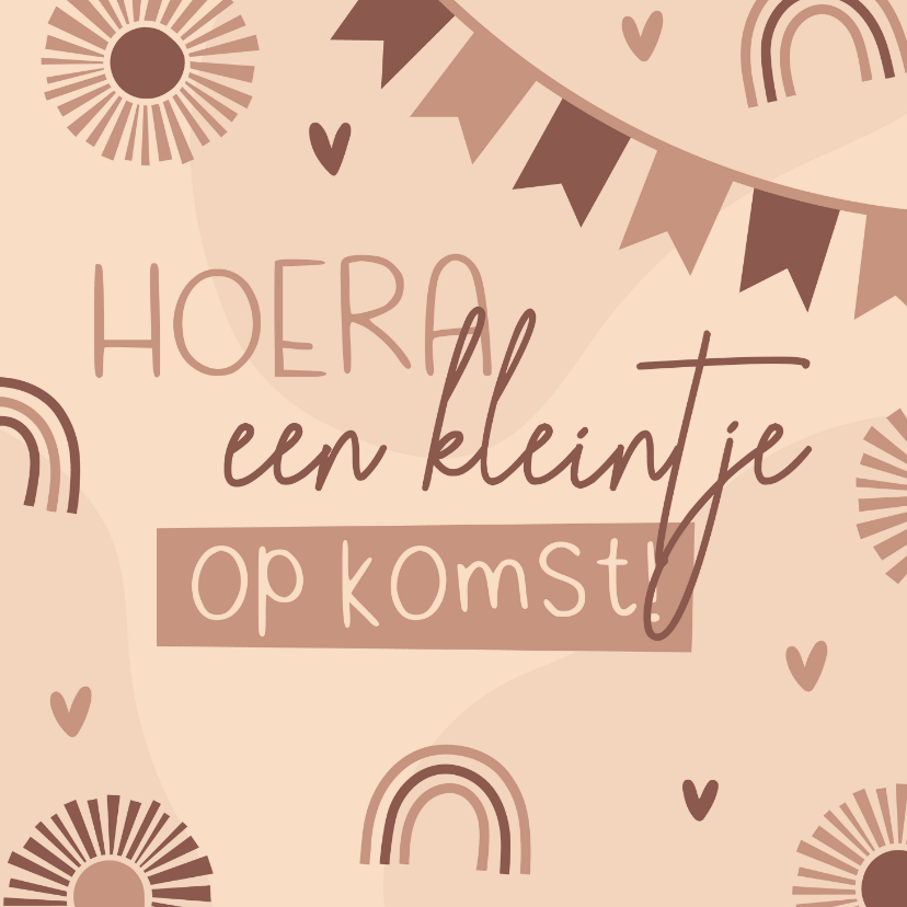 Hip felicitatiekaartje hoera een kleintje op komst - Felicitatiekaarten Felicitatiekaarten - Hip felicitatiekaartje hoera een kleintje op komst