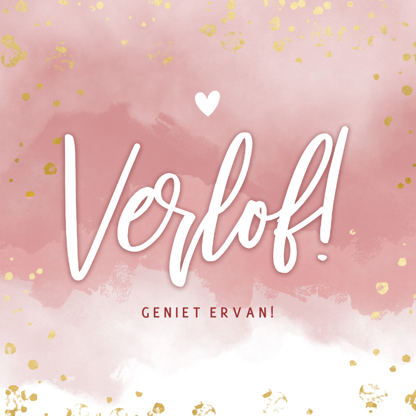 Hippe felicitatiekaart voor verlof met roze waterverf - Felicitatiekaarten Felicitatiekaarten - Hippe felicitatiekaart voor verlof met roze waterverf