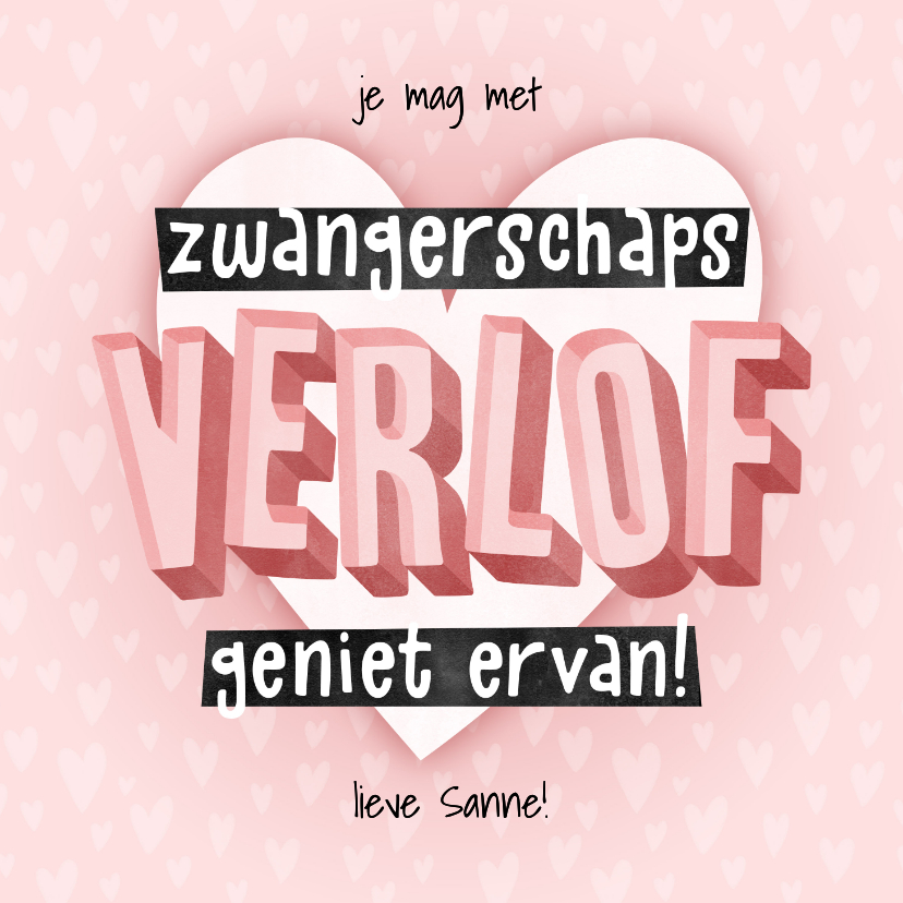 Hippe felicitatiekaart zwangerschapsverlof met hartjes - Felicitatiekaarten Felicitatiekaarten - Hippe felicitatiekaart zwangerschapsverlof met hartjes